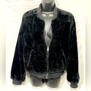 Iris black faux fur bomber jacket
